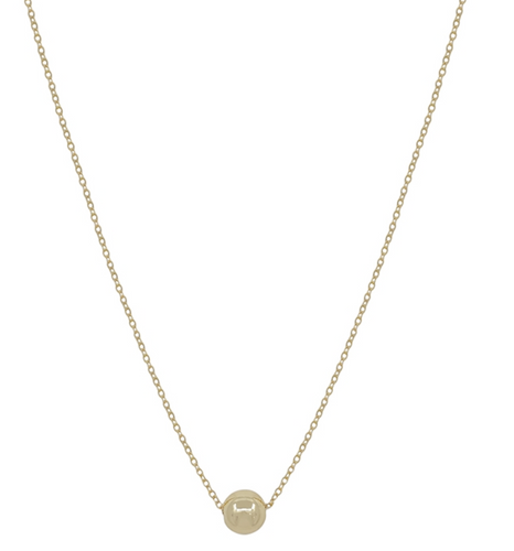 Thin Gold Chain with 8MM Gold Bead Necklace