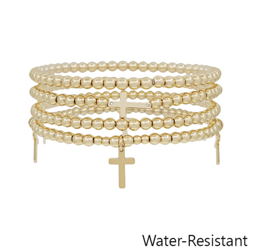Water Resistant Set of 4 Cross Bracelet Set