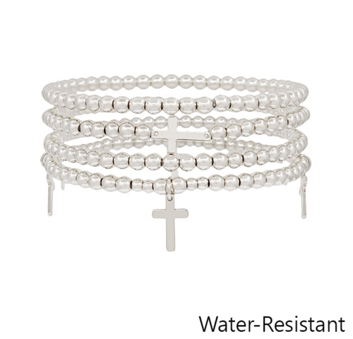 Water Resistant Set of 4 Cross Bracelet Set