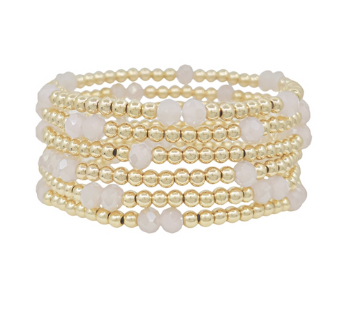 Gold and Pink Water Resistant Stretch Bracelet Set