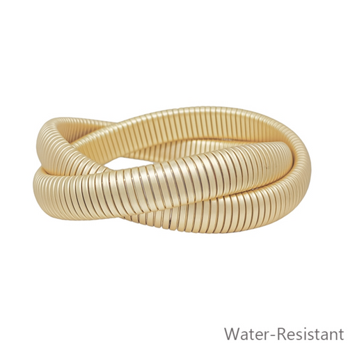 Water Resistant Matte Gold Twisted Bracelet