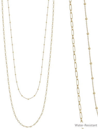 Water Resistant Two Layered Gold Beaded Necklace