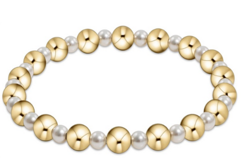 enewton extends - Pearl Grateful Pattern 4mm Bead Bracelet - 6mm Gold