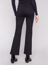 Flare Leg Stretch Twill Pants With Buttons
