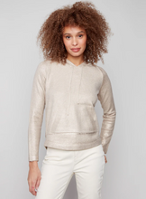 Metallic Knit Hoodie Sweater