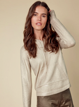 Metallic Knit Hoodie Sweater