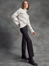 Yarn Dye Striped Funnel Neck Sweater