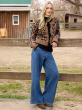 Bow Tie Jacquard Knit Cardigan