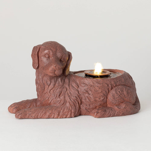LED Copper Finish Dog Fountain