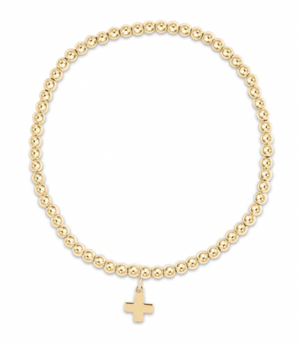 enewton extends - Classic Gold 3mm Bead Bracelet - Signature Cross Gold Charm