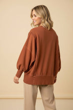 Mineral Wash Floral Applique Puff Sleeve Sweatshirt