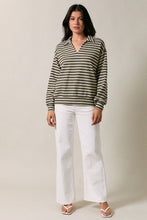 Olive Grove Striped Collared Top
