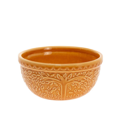 Saffron Bowl Leaf Embossed Dolomite Bowl