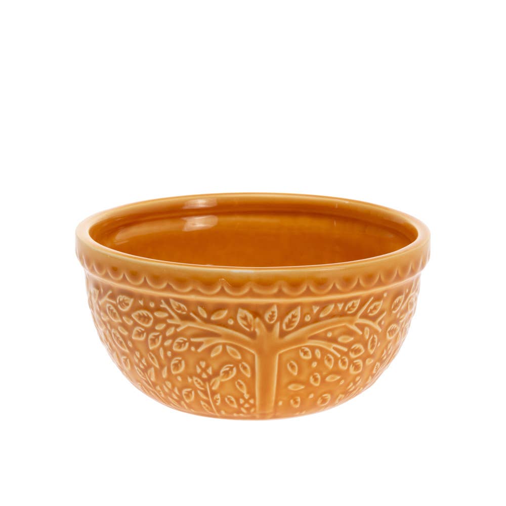 Saffron Bowl Leaf Embossed Dolomite Bowl