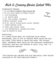 Artisan Kitchen- Rich & Creamy Pasta Salad Mix NEW RELEASE