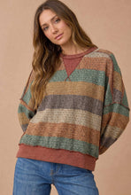 Stripe Waffle Pullover
