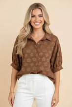 Floral Button Front Collared Blouse
