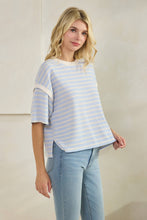 Round Neck Cloudy Knit Stripe Top