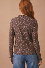 Floral Embossed Rib Frilled Merrow Hem Top