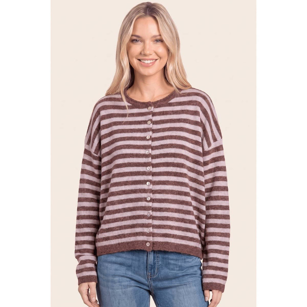 Striped Button Down Sweater Cardigan