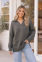 Grey Collared Knit Sweater