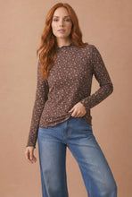 Floral Embossed Rib Frilled Merrow Hem Top