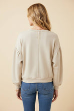 Puff-Sleeve Henley Knit Top