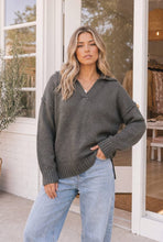 Grey Collared Knit Sweater