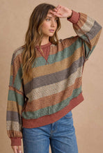 Stripe Waffle Pullover