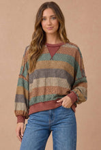 Stripe Waffle Pullover