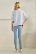 Round Neck Cloudy Knit Stripe Top