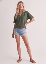 V-Cut Round Neck Cloudy Knit Top