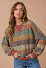 Stripe Waffle Pullover