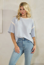 Round Neck Cloudy Knit Stripe Top