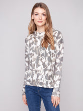 Printed Reversible Crew Neck Drop Shoulder Sweater- Spruce Smudge
