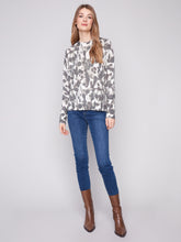 Printed Reversible Crew Neck Drop Shoulder Sweater- Spruce Smudge