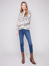 Printed Reversible Crew Neck Drop Shoulder Sweater- Spruce Smudge