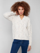 Notch Neck Flex Yarn Sweater- Ecru