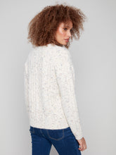 Notch Neck Flex Yarn Sweater- Ecru