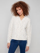 Notch Neck Flex Yarn Sweater- Ecru