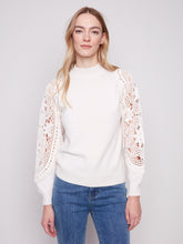 Crochet Sleeve Mock Neck Sweater