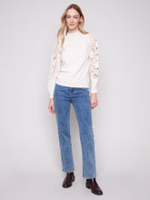 Crochet Sleeve Mock Neck Sweater