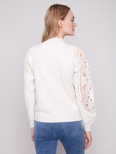 Crochet Sleeve Mock Neck Sweater