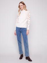 Crochet Sleeve Mock Neck Sweater