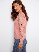 Crochet Sleeve Mock Neck Sweater