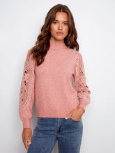 Crochet Sleeve Mock Neck Sweater