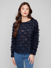 Fancy Chiffon Blouse- Navy