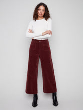 Cropped Patch Pocket Flare Corduroy Pants- Cabernet