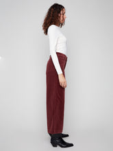 Cropped Patch Pocket Flare Corduroy Pants- Cabernet