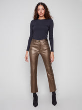 Slim Leg Metallic Wax Twill Pants- Copper
